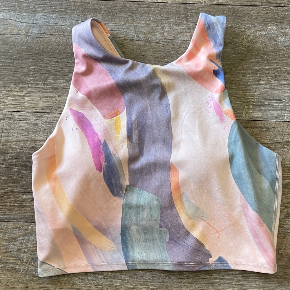 Athleta Abstract Print Racerback Crop Top Tank Top